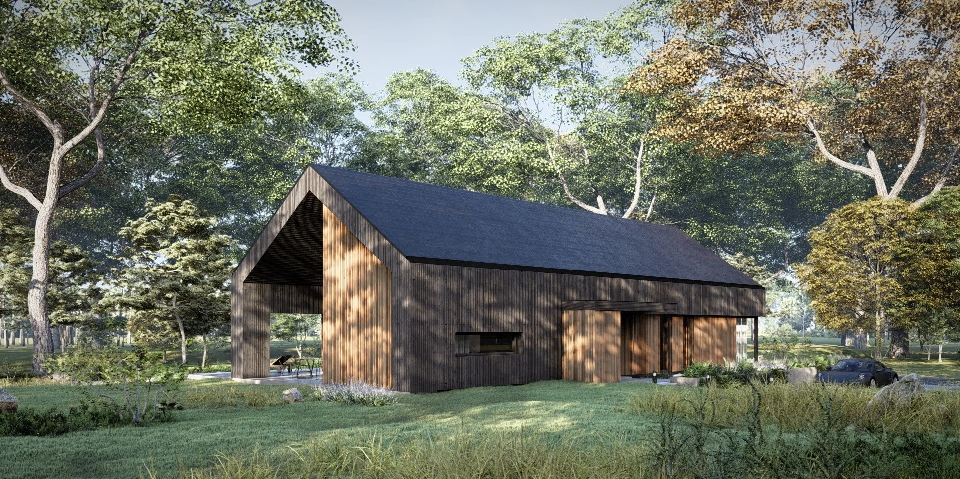 VILLA 140 sānu skats ar atvērto pajumti